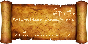 Szimonidesz Annamária névjegykártya